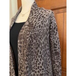 Line Cashmere Open Front Cardigan Sweater Womens‎ Small Cheetah Soft Wrap